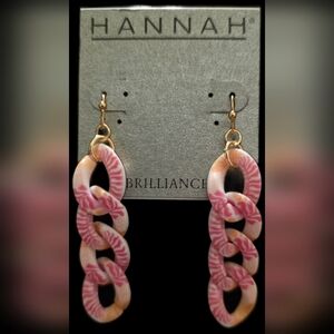Pink Patterned Chain-Link Drop Earrings